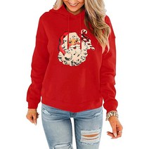 컴퍼니24 Vivi뉴 매리 크리스마스여성용 스웨트셔츠 캐주얼 크루넥 긴소매 크리스마스 프린트 풀오버 경량 후디 골든 트리 블랙