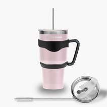 텀블러세트 대형 텀블러 900ml 손잡이 스트로우 매그넘 사은품 보온보냉 당일발송 판촉, 베이비핑크