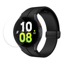 스페이스쉴드 갤럭시워치5 5Pro 4 44mm 40mm 호환 디버클 마그네틱 실리콘 스트랩 밴드 + 필름1매 2종 3+1, 블랙