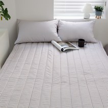 알러지케어 스트라이프 마이크로화이바 누빔 매트리스 슈퍼싱글패드, 그레이