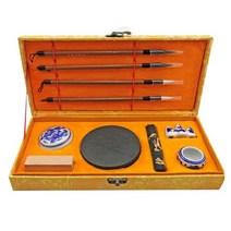 필방 서예 용품 초보자 연인을위한 쓰기 브러시 와셔 홀더 벼루 잉크 스틱 인감 잉크, 하얀색