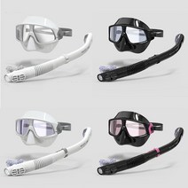 크크섬 워터타임 전문가용 스노쿨링 마스크 세트 3배수 퍼지시스템, [800020200] 고급형 블/핑크