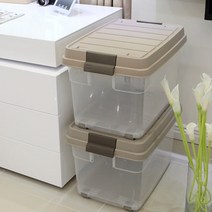 대주기획 총2개발송 60리터브라운색총2개 대용량리빙박스 바퀴달린정리함 바퀴가달려있어편리해요 다단수납가능 국내공장에서생산한 국산제품입니다