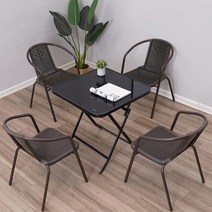 주물야외테이블 4인 옥상 정원 마당 야외용 기구 철제 세트 원형, 80물패턴접이식원형테이블+주변의자2개