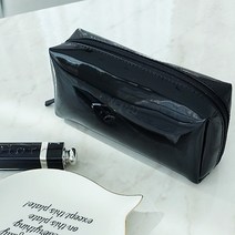 블랑블랙 에나멜 직사각 화장품 파우치 휴대용 여행용 여성용품보관 메이크업백