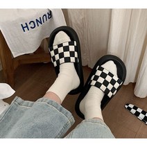 올담데이 체크실내화 엠보싱 교실회사 데일리쿠션 통굽 체커보드슬리퍼