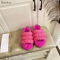 RM 거실실내화 털실내화 슬리퍼 겨울 퓨어 울 단색 플랫 두꺼운 얕은 입 홈 슬립온 캐주얼 게으른 신발 Uggs