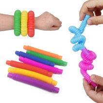 팝튜브 피젯 팝잇 자바라 호스 장난감 컬러풀 10p 세트, 랜덤 발송