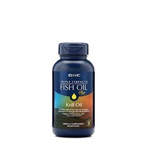 GNC Triple Strength Fish Oil Plus Krill Oil 60 Softgels for Join Skin Eye and Heart Health, 1
