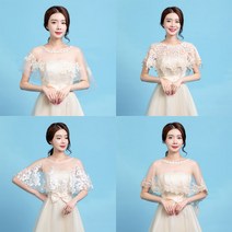 [해외] 웨딩소품 셀프웨딩 자수 레이스 드레스 케이프