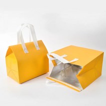 부직포 알루미늄 호일 보온백 바베큐 케이터링 겉포장봉투 디저트 케이크 밀크티 핸드백 도톰, 옐로우(500개), 12*11*26(싱글컵)