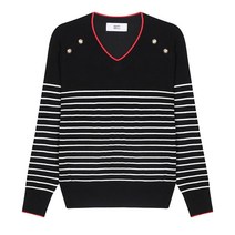 베스띠벨리 22F/W 스트라이프 브이넥 니트 풀오버 BFU2977BKP