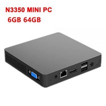 팬리스 미니 PC 인텔 셀러론 N3350 윈도우즈 10 PC 6GB RAM 64GB ROM 128GB SSD 1000M LAN WiFi BT4.0 VGA 데스크탑 컴퓨터, CHINA, UK, 6G 64G add 512GB SSD