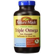네이처 메이드 Nature Made 트리플 오메가 3-6-9 피시오일 아마씨 홍화씨 올리브유 (180정), 1개, 180