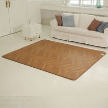 헤링본 우드색상 10mm 전기장판 카페트 매트, 특대형 270 x 183cm
