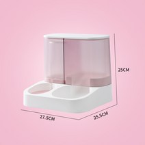 혼멘 반려동물 강아지 고양이 대용량 반자동 1L급수기 + 2.8L급식기 세트, 핑크