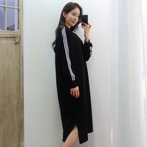 이힝 쓰리라인 긴팔 홈웨어 롱원피스