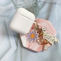 아트박스/링가 핑크보라 플라워 이니셜 키링 - 에어팟키링 버즈키링, V
