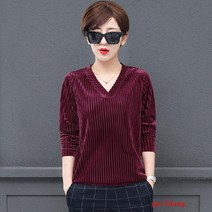 가을/겨울 긴 소매 V 넥 재킷 간단한 기질 티셔츠 슬림 사이즈 슬림 바닥 셔츠 여성
