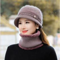 HM 중년 여성 기모 니트 겨울 모자