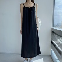 여름 스트링 끈 조절 린넨 나시 롱 원피스