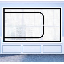 고양이방묘창 고양이 방충망 펫도어 방묘문 지퍼가 보이지 않는 스크린 창 그물 쉬운 설치 높은 광선 투과율 모기 곤충 방지 조류 및, W150XH200cm+Black edge White n