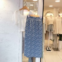 보블리에 / 컬러 나염 쉬폰 롱 스커트