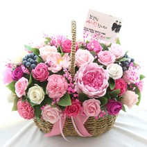 허니비플라워 비누꽃바구니, 핑크 대 바구니