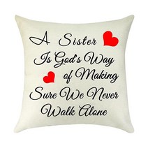 최고의 자매 선물 장식용 베개 커버 생일 결혼 선물 자매 친구 우정 선물 사각형 리넨 장식용 베개 케이스 쿠션 커버 베개 커버 소파 침실 45.7 x 45.7cm(18 x 18인치, 7