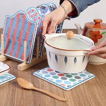 북유럽 주방 도자기 냄비받침 타일 장식 코르크 바닥 인테리어 답례품 선물, G