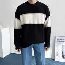 데일트 남자 오버핏 하찌 캐시미어 스트라이프 니트