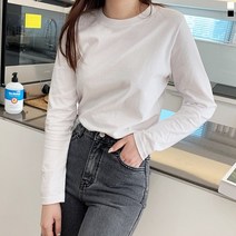 티데일리 여성용 어바웃 20수 루즈핏 무지 긴팔 티셔츠