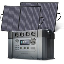 인산철파워뱅크 캠핑용배터리 올인원 파워뱅크 allpowers 휴대용 발전소 백업 배터리 2400w(피크 4000w) 비상 전원 공급 장치(야외 rv용 2x100w 태양 전지판, 우리를