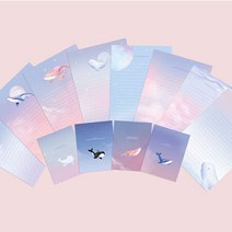 핑크풋 고래 편지지 4종5개씩 20개세트 편선지 봉투 군인 곰신 예쁜편지지 감성 손편지, 1000고래의꿈편지지 20개세트