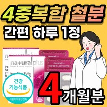 철 철분 엽산 비타민D 비타민 비 B12 혈액 피 생성 에 필요 2개월 4개월 6개월 분 + 알약케이스 증정, 60정, 2개