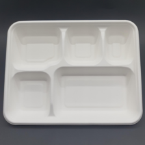 지이팩 - 친환경 5칸 펄프 종이도시락 식판 어린이집 유치원 종이 급식판 (뚜껑없음), 100개