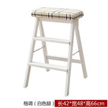 원목 접이식 사다리의자 높은 아일랜드 홈바 스텝스툴, 4번 체크-화이트 다리