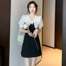 르누벨 여름반팔원피스 퍼프소매 데일리 헵번 스타일 여성복