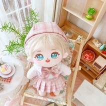 면 목화솜 인형 20cm 무속성 아이돌 인형 옷 모음, 20cm 스켈레톤, 미카 롱헤어 케신 + JK 수트 핑크