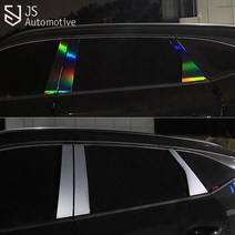 JS AUTOMOTIVE 팰리세이드 캘리그라피 창문 윈도우 B필러 홀로그램 튜닝 몰딩 스티커 인테리어 기스방지 가드 보호 용품, 메탈크롬(차량한대분)