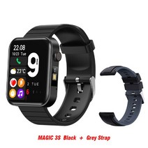 스마트워치 Kospet 2023 magic 3s smartwatch 여성 다이얼 통화 스피커 diy 시계 얼굴 심박수 모니터 블랙 블루 스포츠 남성용, 블랙 앤 그레이 스트랩