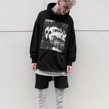 가바바 남성 후드티 여러 개의 겹쳐진 사진으로 꾸민 데일리 긴팔 티셔츠 G38796