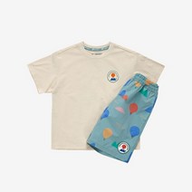 [국내매장판]뉴발란스 키즈 AIR BALLOON 일러스트 반팔티 세트 크림 NK9YD2402U
