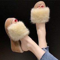 [고씨네몰] 회사 슬리퍼 털실내화 소음방지 편한 통굽 신발