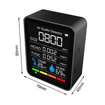 lpg가스 누설 측정기 휴대용 가스검지기 5 in 1 co2 meter 디지털 온도 습도 센서 테스터 smart tvoc hcho co2 감지기 실내 실외용 공기 품질 모니터, 1pc 블랙
