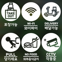 매장스티커 원형 - 미세요 당기세요 카페 스토어 인테리어 스티커 배달가능 흡연금지 와이파이 CCTV 테이크아웃 외부음식반입금지 애완동물 금지 픽토그램, 5.원 화이트 / 음각, 18
