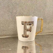 위플립 골드 알파벳 친구 선물 머그, F, 1개
