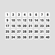 18X18mm 숫자 스티커 1-40번 40조각 1세트 번호 넘버 학교 과제 노트 제출 크라프트 수납 정리함 사물함