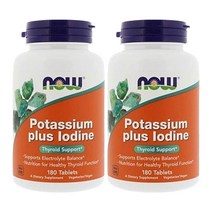[1+1] 나우푸드 Now Foods NF 칼륨 요오드 요오드화칼륨 알긴산나트륨 스테아린산 마그네슘 셀룰로오스 180정, 1개, 기본