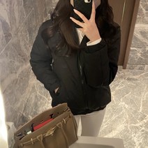 여성 후드 솔리드 숏패딩